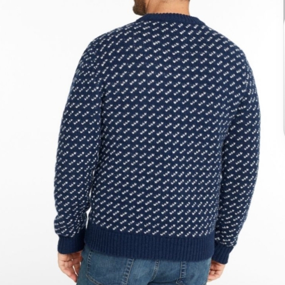 L.L. Bean Men's Bean's Classic Ragg Wool Sweater, Crewneck, Bird's-Eye XL Navy - Picture 2 of 5
